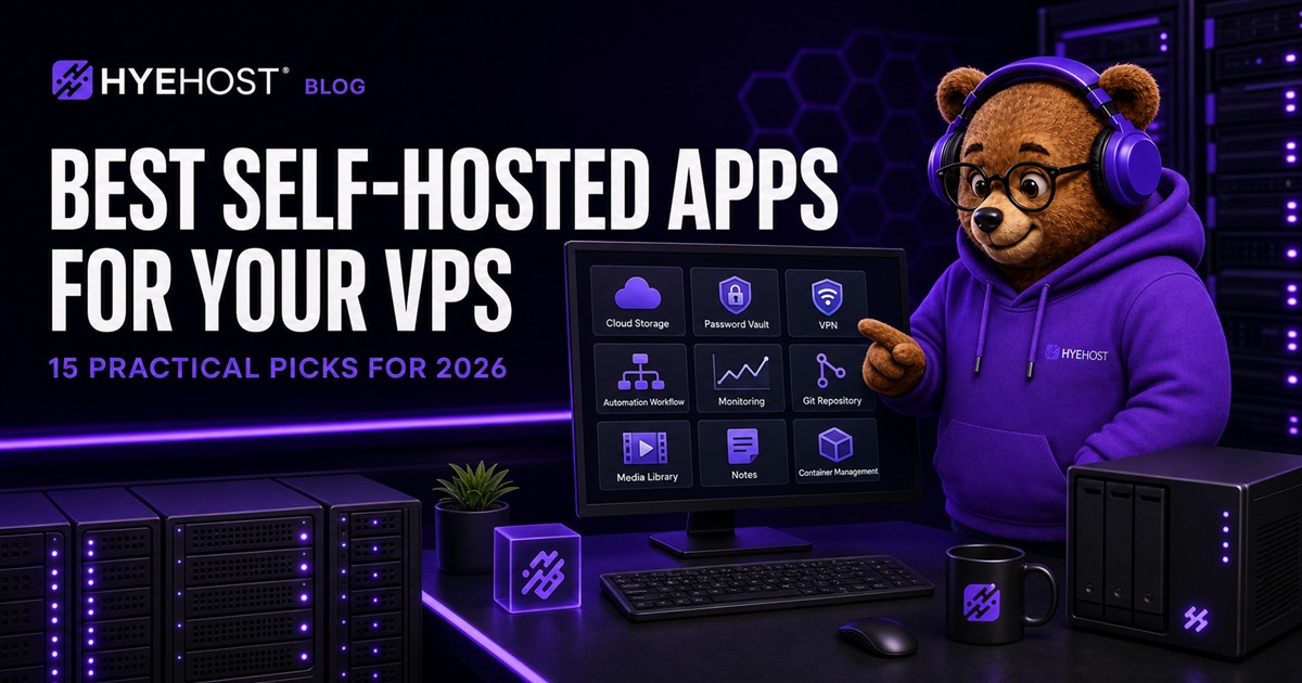 Best Self-Hosted Apps for a VPS HYEHOST blog artwork